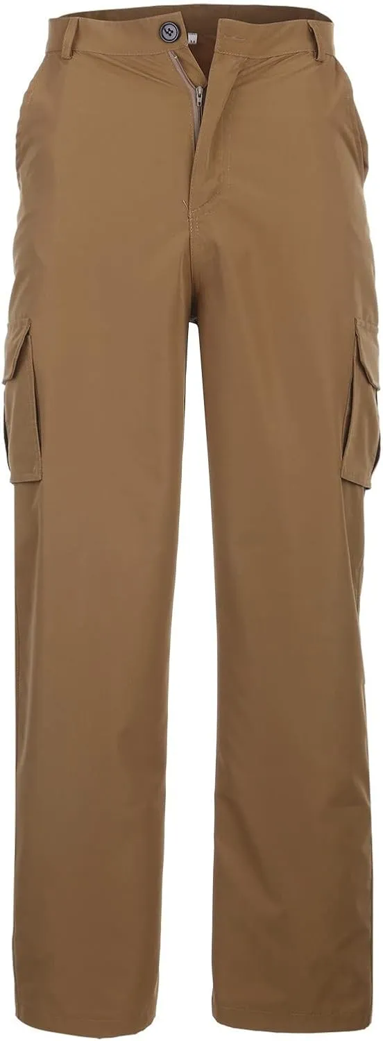 Ymosrh Mens Large Tall Pants Men's Slim Fashion Solid Color Casual Pants Multi Pocket Straight Cargo Pants Stretch