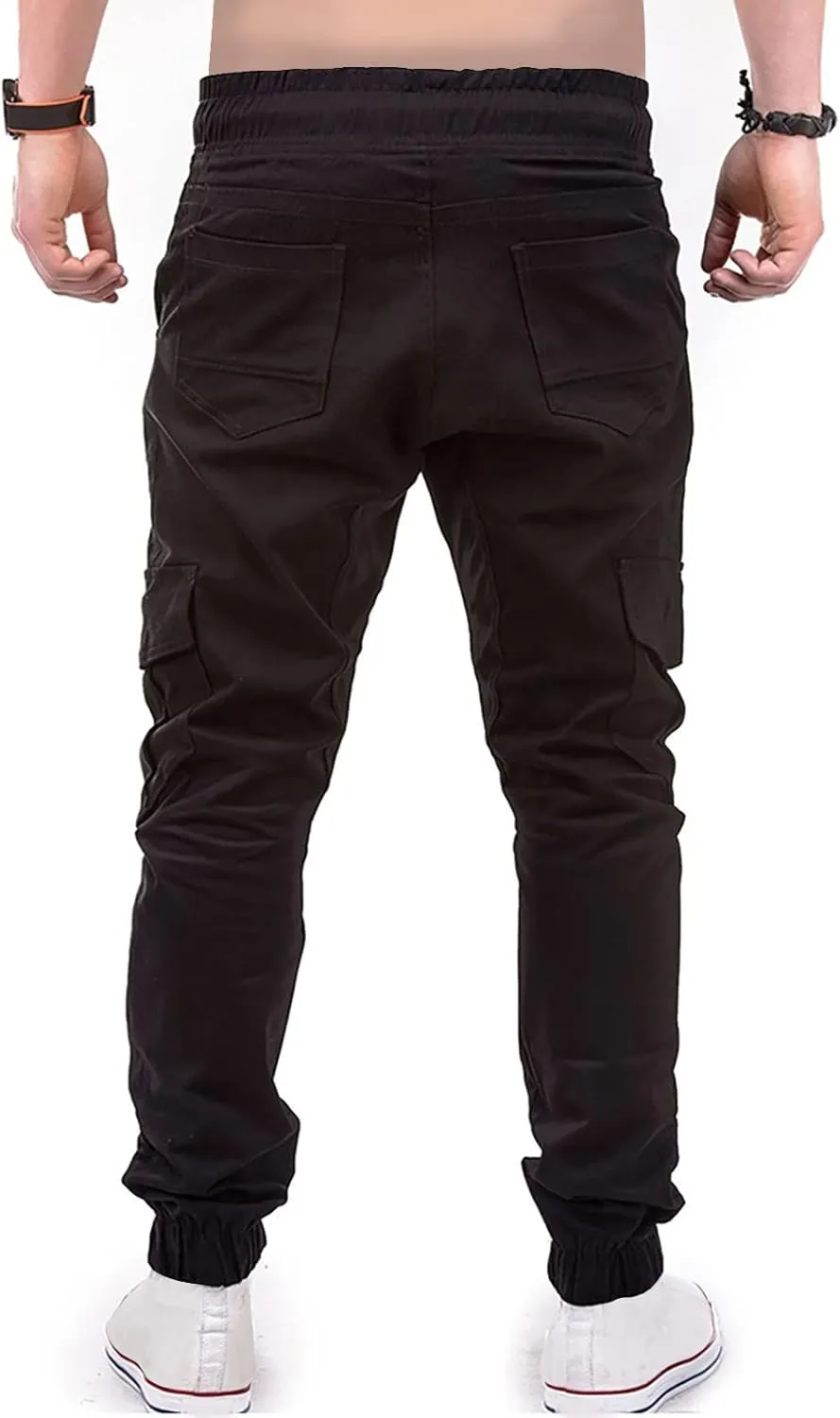 Ymosrh Men's Stretch Athletic Joggers - Solid Color Cargo Pants Sweatpants Trousers Casual Long Pants