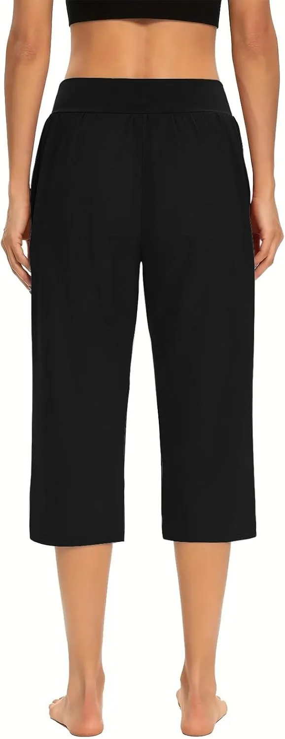 Yoga Capri Pants for Women High Waisted Loose Fitting Capri Wide Leg Pants Capri Pants for Dressy Casual Sweat Capris