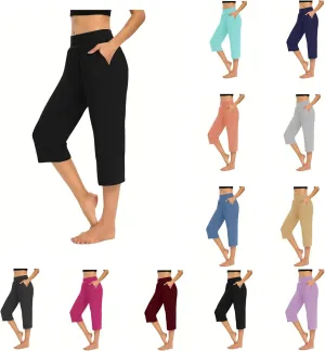 Yoga Capri Pants for Women High Waisted Loose Fitting Capri Wide Leg Pants Capri Pants for Dressy Casual Sweat Capris