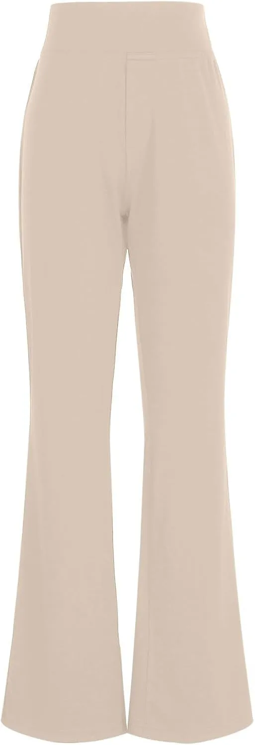 Yoga Dress Pants for Women with Pockets Business Casual High Waisted Work Pants Flare Leggings Tummy Control Slacks