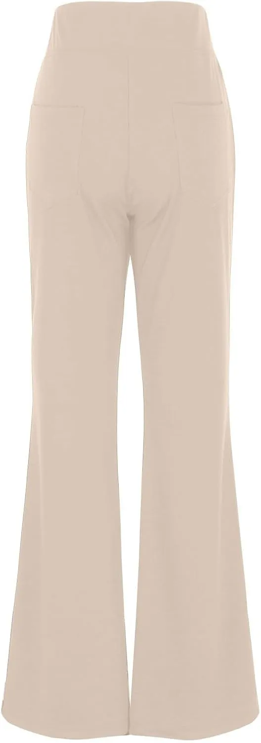 Yoga Dress Pants for Women with Pockets Business Casual High Waisted Work Pants Flare Leggings Tummy Control Slacks