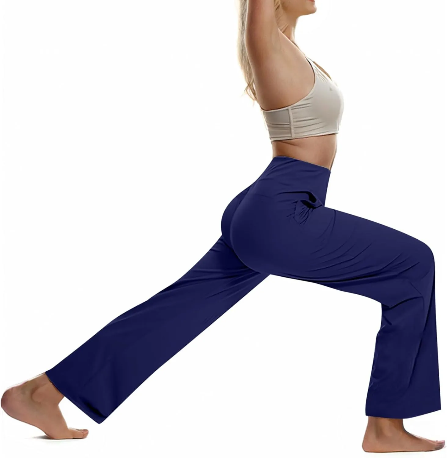 Yoga Pants Women Wide Leg Trouser with Pockets High Waist Stretch Dress Slacks Casual Sweatpants Petite/Regular/Tall