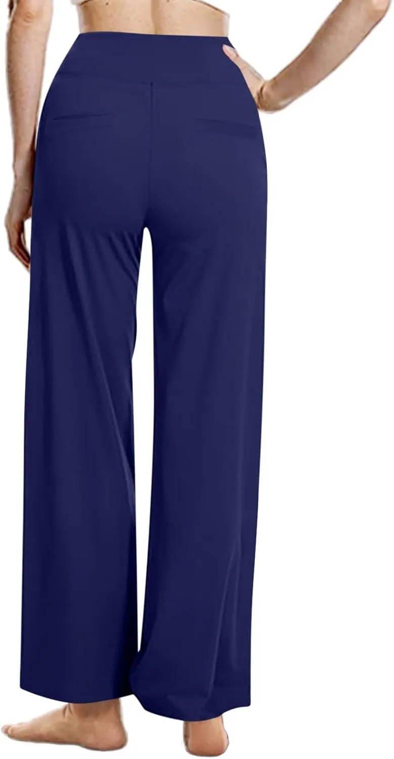 Yoga Pants Women Wide Leg Trouser with Pockets High Waist Stretch Dress Slacks Casual Sweatpants Petite/Regular/Tall