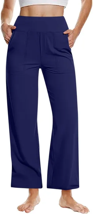 Yoga Pants Women Wide Leg Trouser with Pockets High Waist Stretch Dress Slacks Casual Sweatpants Petite/Regular/Tall
