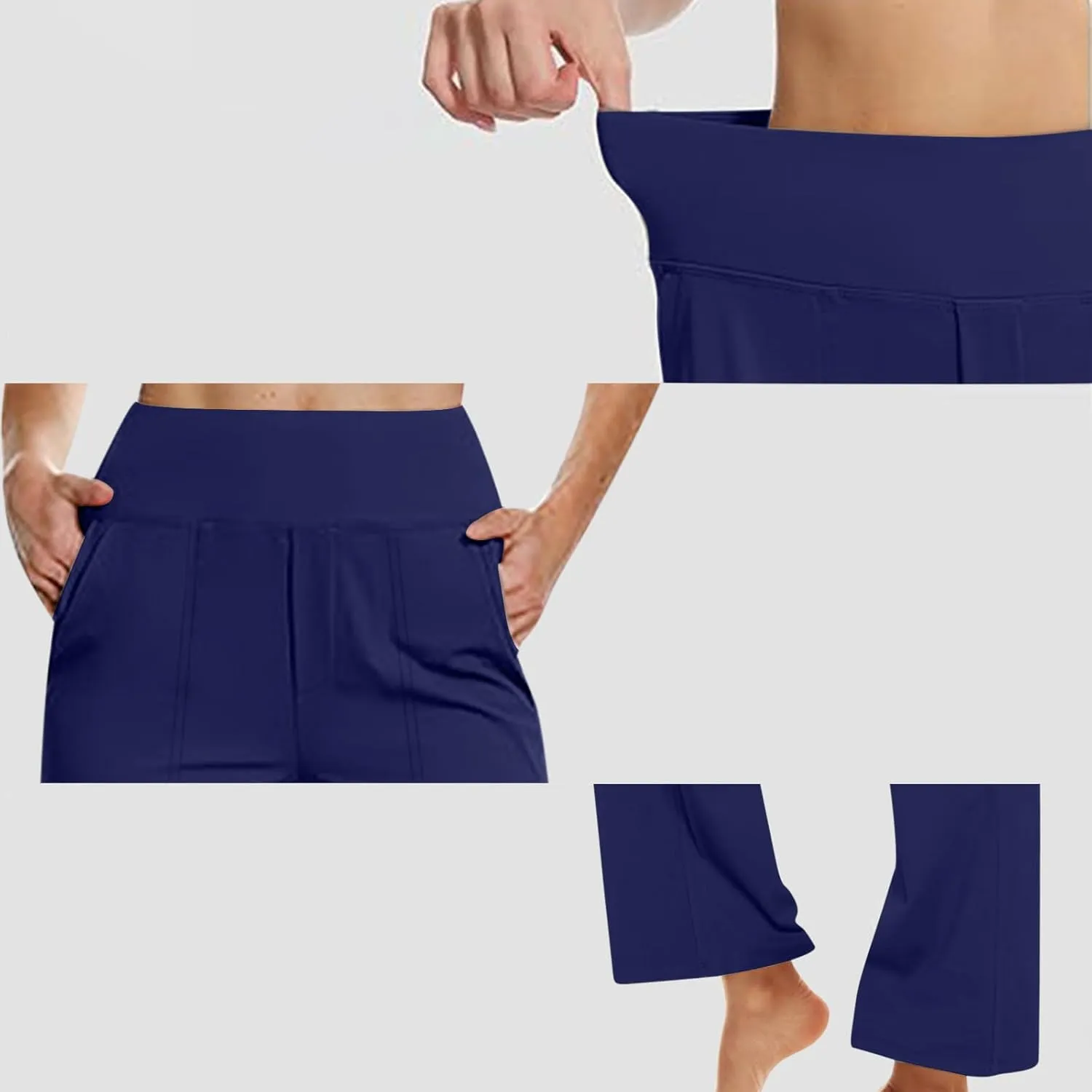 Yoga Pants Women Wide Leg Trouser with Pockets High Waist Stretch Dress Slacks Casual Sweatpants Petite/Regular/Tall