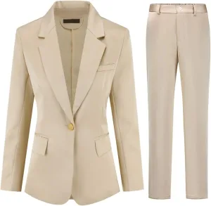 YYNUDA Women's Business Suit Set Ladies 2 Piece Office Work Solid Blazer Jacket and Pants