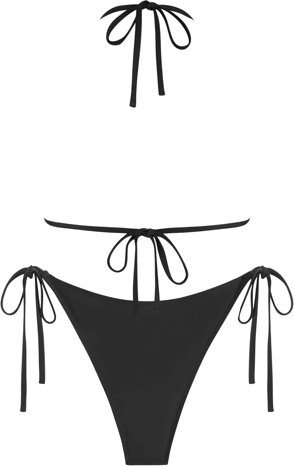 ZAFUL Floral Halter Bikini Set for Women Triangle Tie Side 2 Piece Bathing Suit Beading Cheeky Swimsuit