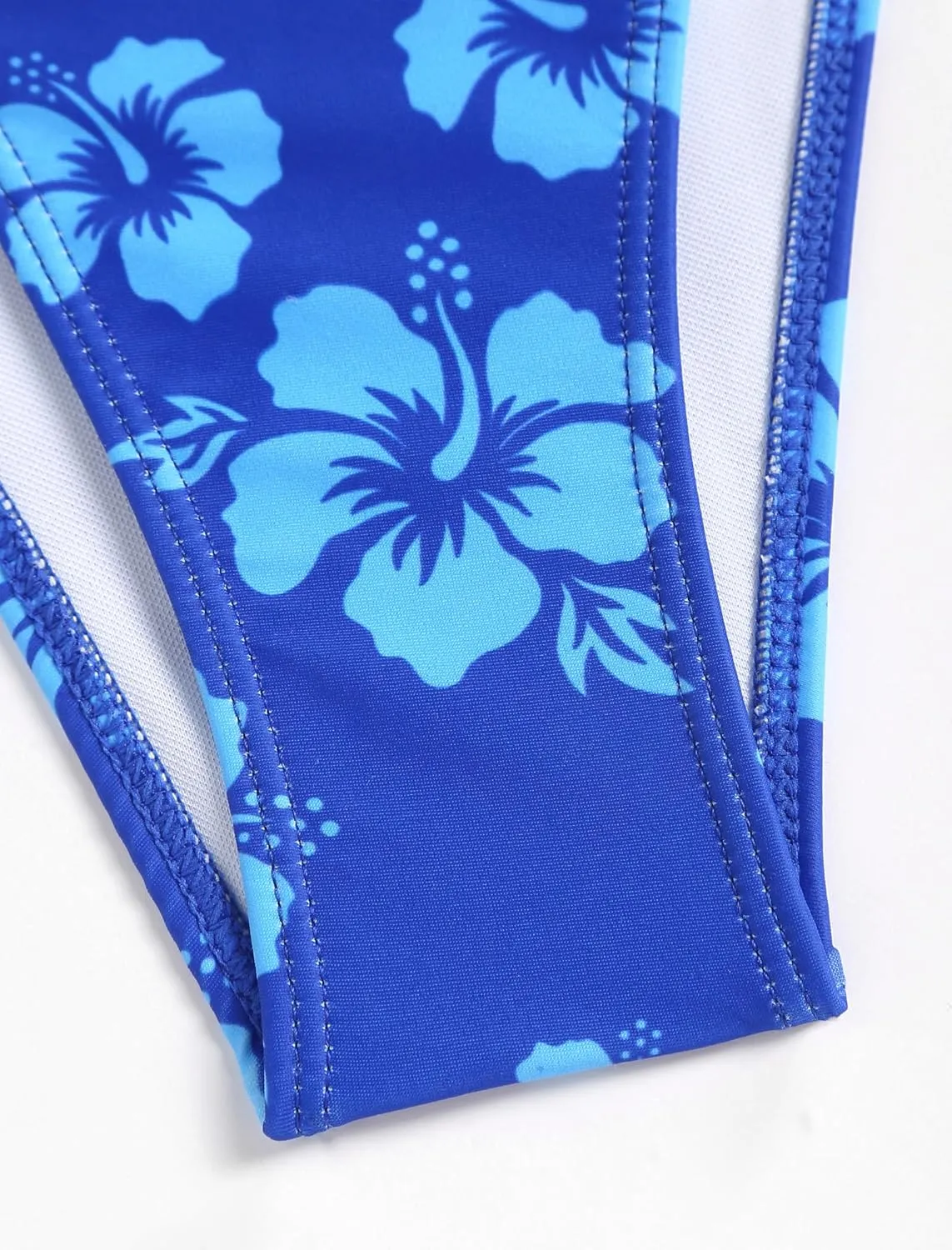 ZAFUL Floral Halter Bikini Set for Women Triangle Tie Side 2 Piece Bathing Suit Beading Cheeky Swimsuit