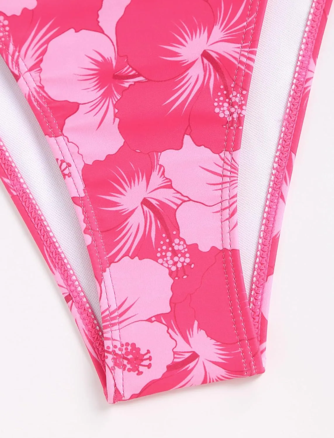 ZAFUL Floral Halter Bikini Set for Women Triangle Tie Side 2 Piece Bathing Suit Beading Cheeky Swimsuit