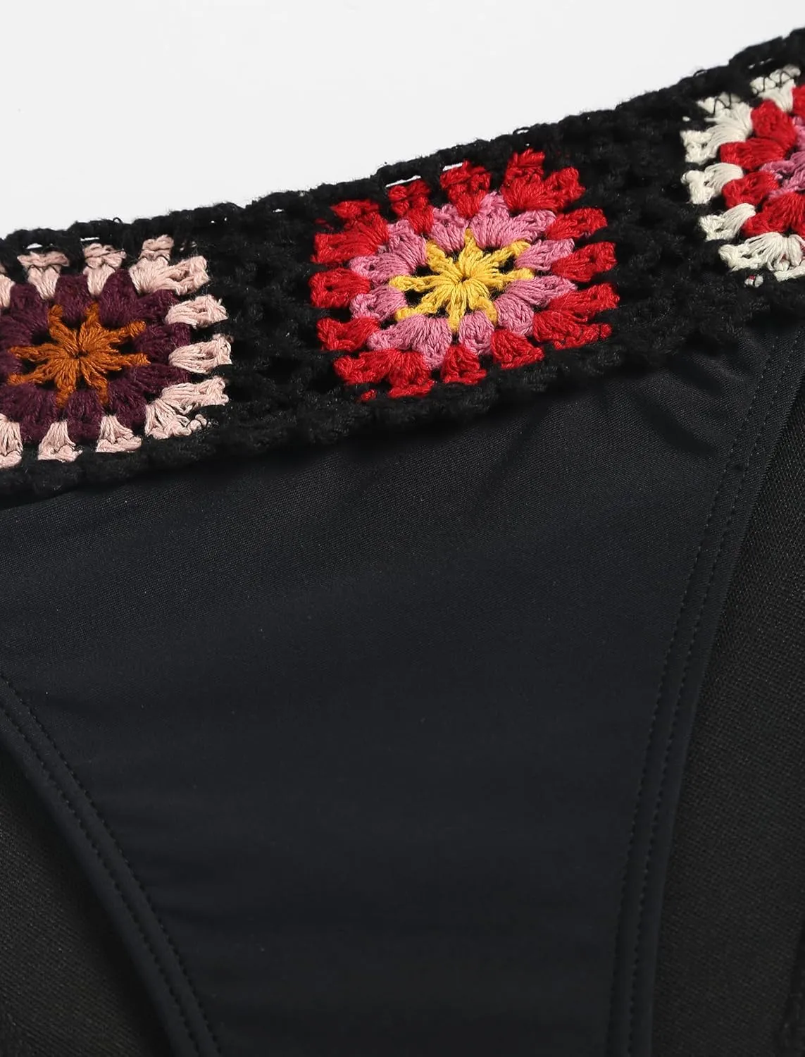 ZAFUL Women's Halter Triangle Bikini Set Crochet Boho Floral Swimsuit Cut Out Tie Side Two Piece Bathing Suit