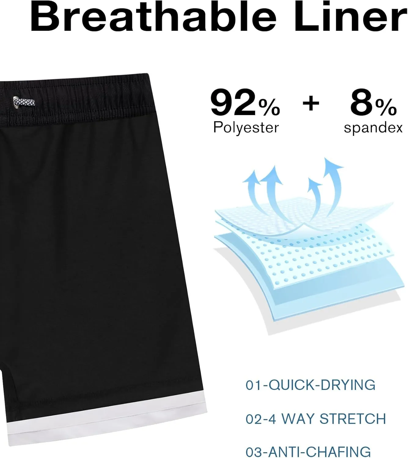 zeetoo Mens Swim Trunks with Compression Liner 5.5" Quick Dry Swim Shorts with Zipper Pockets Bathing Suit