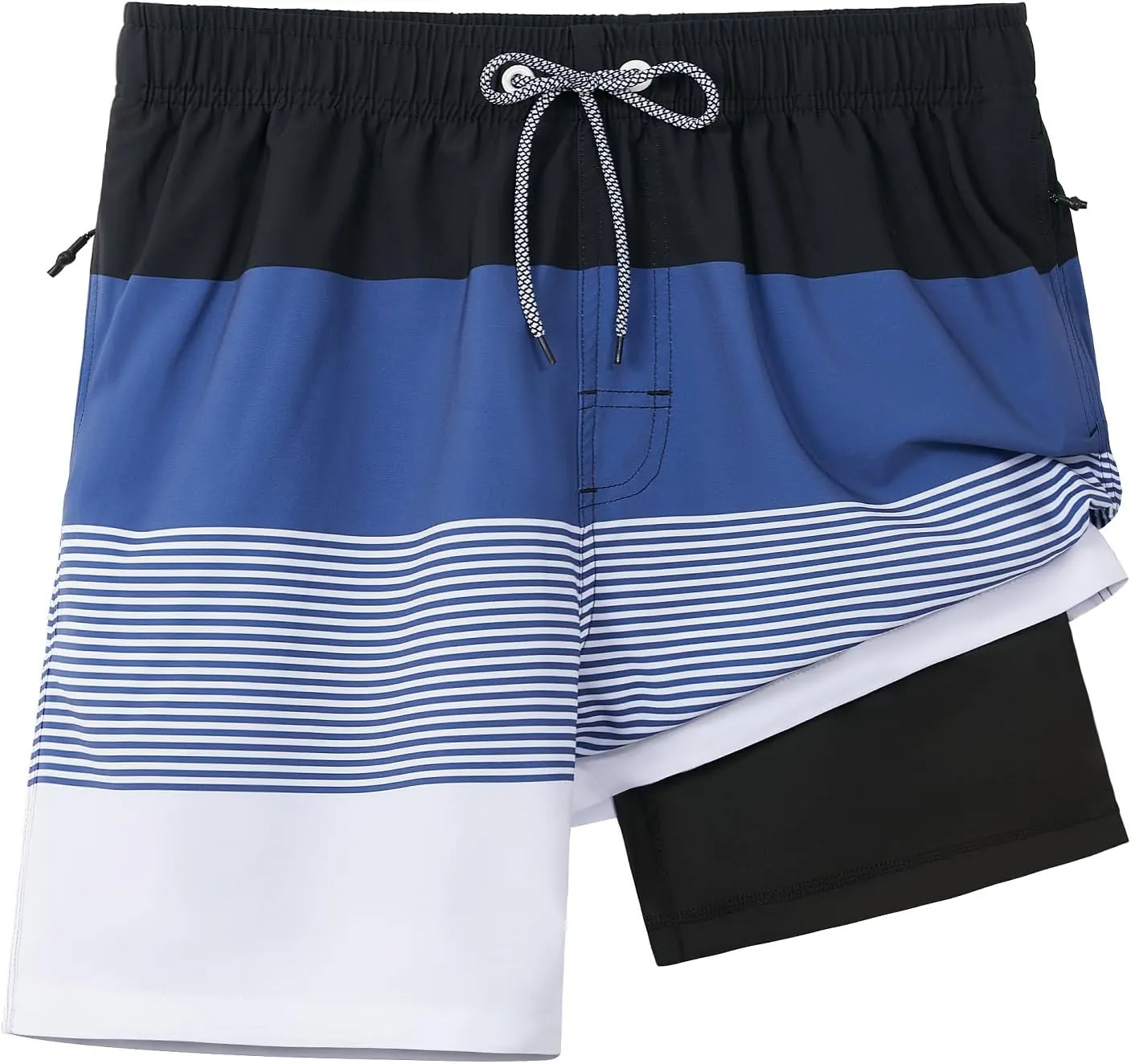 zeetoo Mens Swim Trunks with Compression Liner 5.5" Quick Dry Swim Shorts with Zipper Pockets Bathing Suit