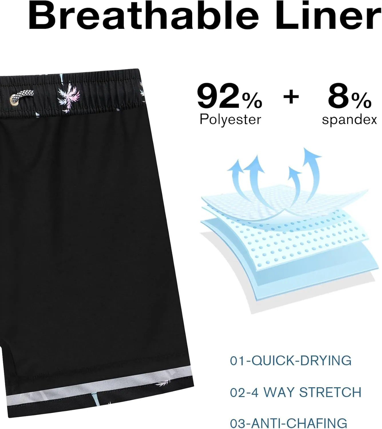 zeetoo Mens Swim Trunks with Compression Liner 5.5" Quick Dry Swim Shorts with Zipper Pockets Bathing Suit