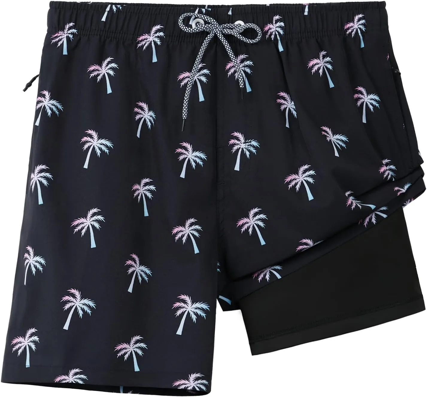 zeetoo Mens Swim Trunks with Compression Liner 5.5" Quick Dry Swim Shorts with Zipper Pockets Bathing Suit