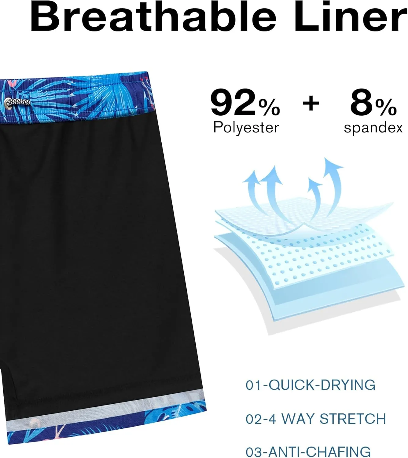zeetoo Mens Swim Trunks with Compression Liner 5.5" Quick Dry Swim Shorts with Zipper Pockets Bathing Suit