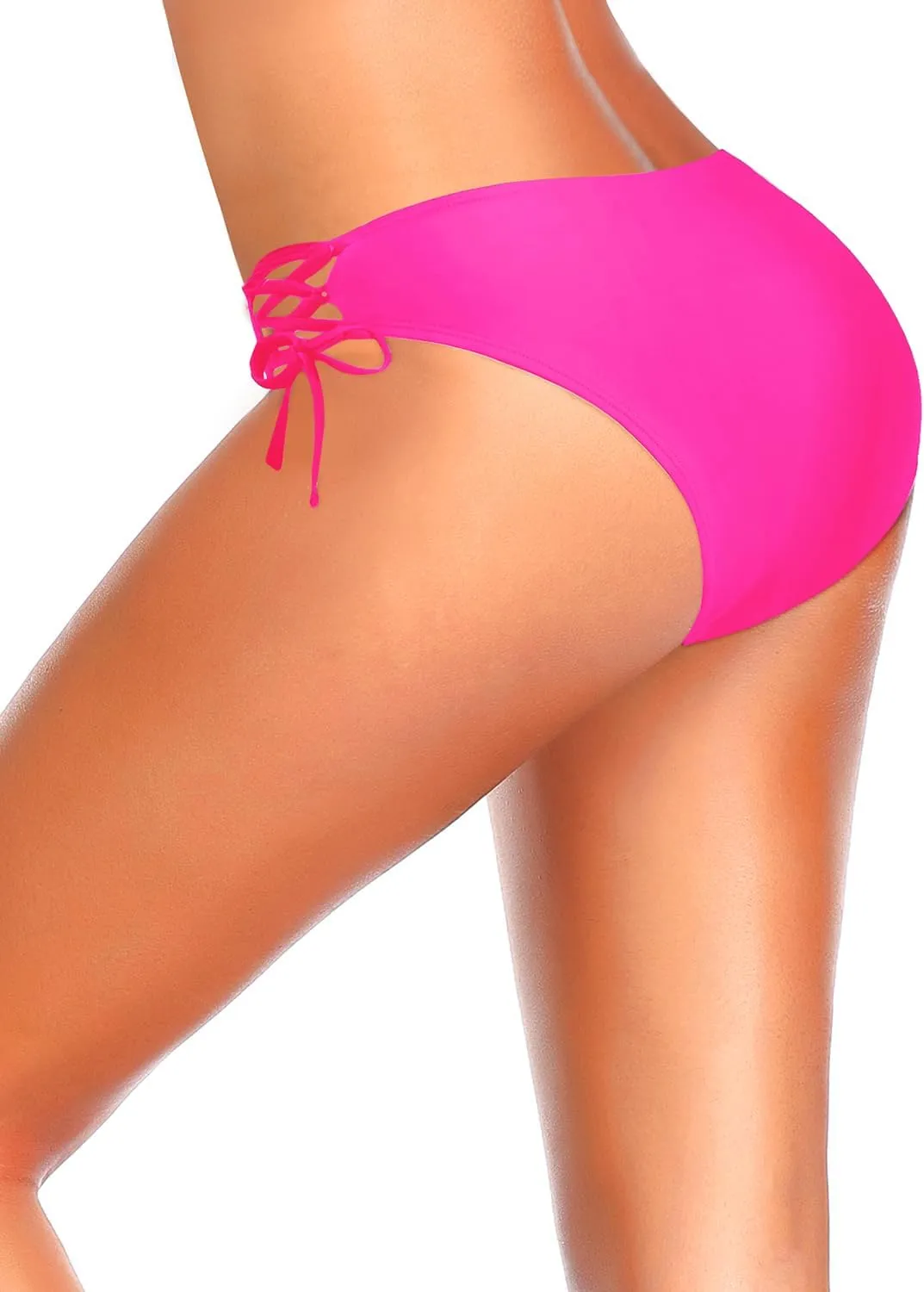 Zmart Women Low Waisted Bikini Bottoms - String Tie Side Bathing Suit Moderate Coverage Swim Bottom